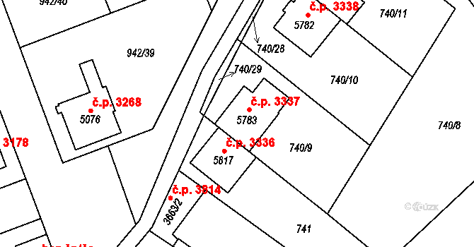 Hodonín 3337 na parcele st. 5783 v KÚ Hodonín, Katastrální mapa