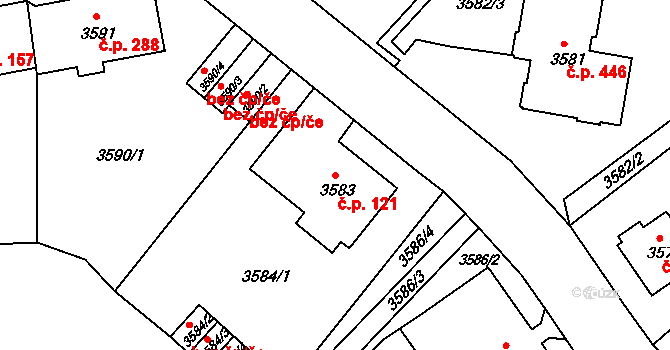 Liberec V-Kristiánov 121, Liberec na parcele st. 3583 v KÚ Liberec, Katastrální mapa