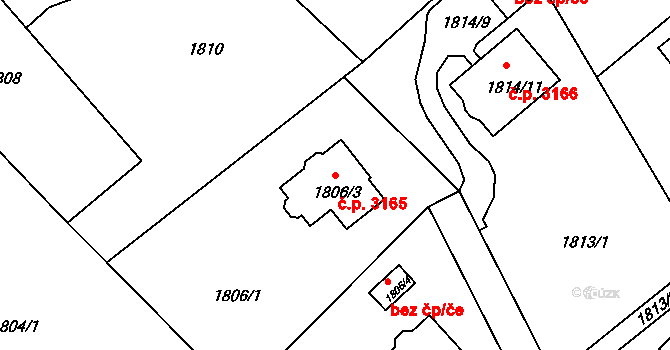 Varnsdorf 3165 na parcele st. 1806/3 v KÚ Varnsdorf, Katastrální mapa