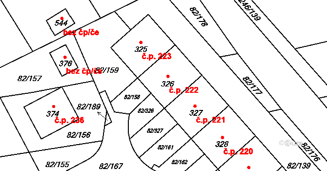 Zdiměřice 222, Jesenice na parcele st. 326 v KÚ Zdiměřice u Prahy, Katastrální mapa