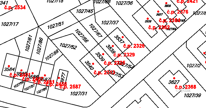Říčany 2325 na parcele st. 3539 v KÚ Říčany u Prahy, Katastrální mapa