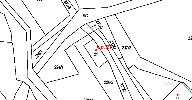 Chlístov 21, Kratušín na parcele st. 21 v KÚ Chlístov u Lažišť, Katastrální mapa