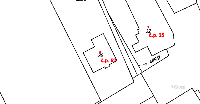 Kobylí Hlava 52, Golčův Jeníkov na parcele st. 76 v KÚ Kobylí Hlava, Katastrální mapa