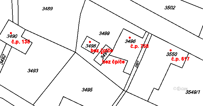 Smržovka 38433265 na parcele st. 3497 v KÚ Smržovka, Katastrální mapa
