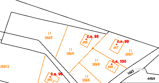 Lukov 98 na parcele st. 468 v KÚ Lukov u Zlína, Katastrální mapa