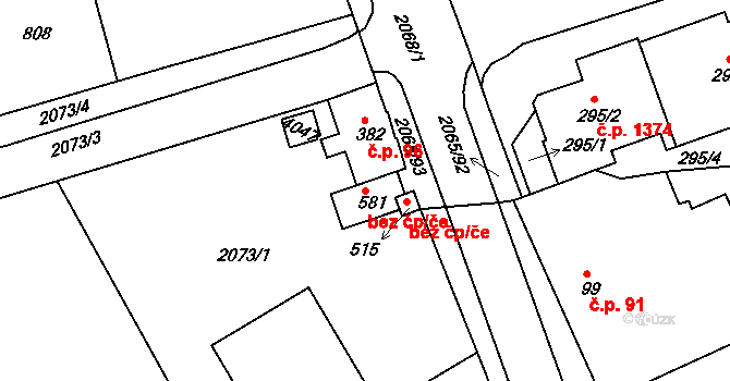 Uherské Hradiště 40625265 na parcele st. 581 v KÚ Mařatice, Katastrální mapa