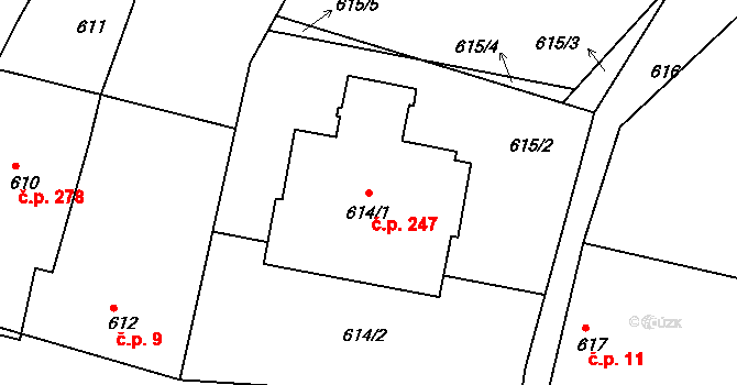 Lípa 247 na parcele st. 614/1 v KÚ Lípa nad Dřevnicí, Katastrální mapa