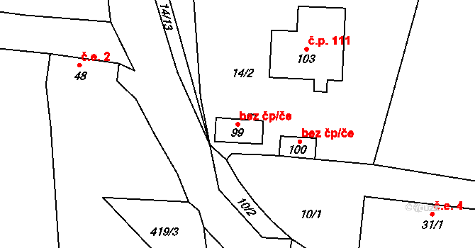 Benešovice 41690265 na parcele st. 99 v KÚ Benešovice, Katastrální mapa