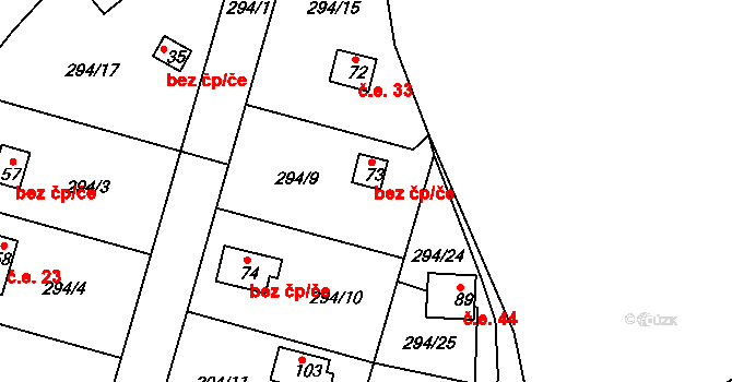 Pelhřimov 42141265 na parcele st. 73 v KÚ Hodějovice, Katastrální mapa