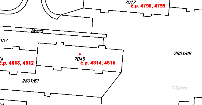 Zlín 4814,4815 na parcele st. 7045 v KÚ Zlín, Katastrální mapa