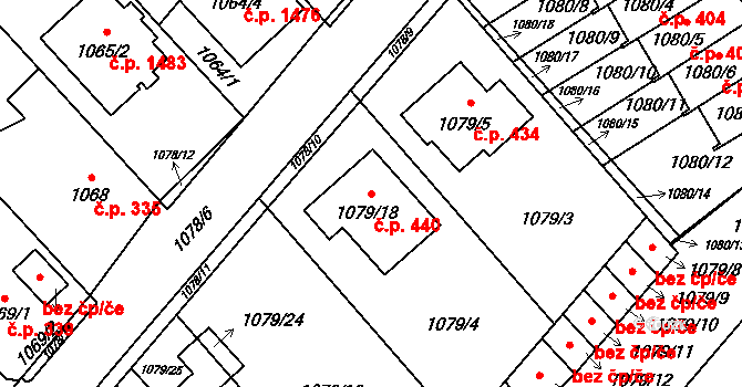 Kouty 440, Kravaře na parcele st. 1079/18 v KÚ Kravaře ve Slezsku, Katastrální mapa