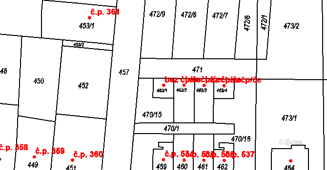 Šenov u Nového Jičína 44890265 na parcele st. 463/1 v KÚ Šenov u Nového Jičína, Katastrální mapa