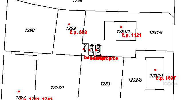 Česká Lípa 45908265 na parcele st. 1231/2 v KÚ Česká Lípa, Katastrální mapa