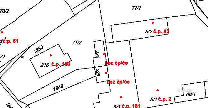 Obora 46394265 na parcele st. 224 v KÚ Obora u Kaznějova, Katastrální mapa