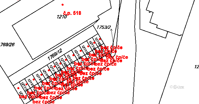 Milovice 48680265 na parcele st. 1211/12 v KÚ Milovice nad Labem, Katastrální mapa