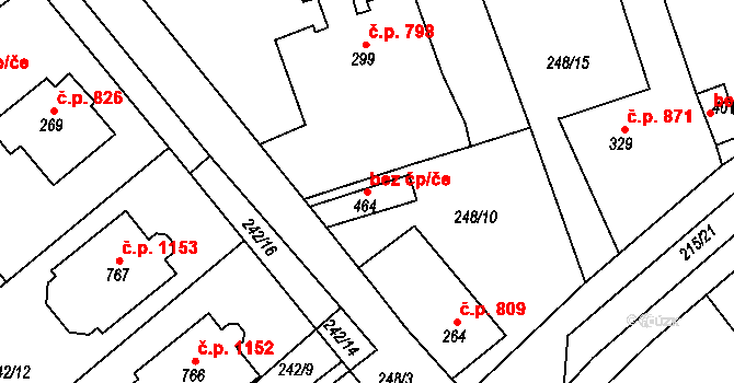 Rudná 49351265 na parcele st. 464 v KÚ Hořelice, Katastrální mapa