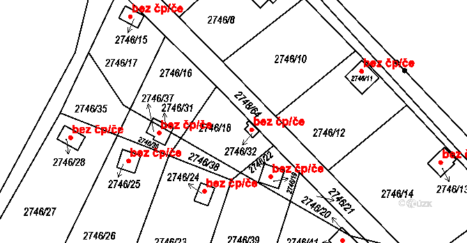 Teplice 50206265 na parcele st. 2746/32 v KÚ Teplice, Katastrální mapa