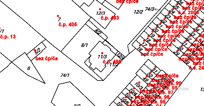 Sobědruhy 496, Teplice na parcele st. 11/3 v KÚ Sobědruhy, Katastrální mapa