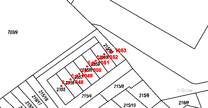 Sušice II 1053, Sušice na parcele st. 2360 v KÚ Sušice nad Otavou, Katastrální mapa