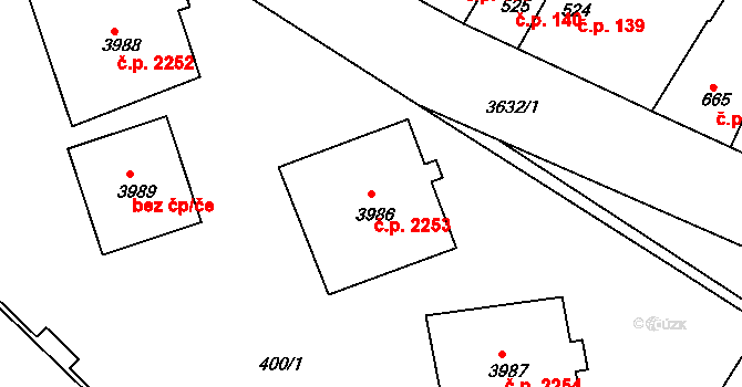 Rakovník II 2253, Rakovník na parcele st. 3986 v KÚ Rakovník, Katastrální mapa