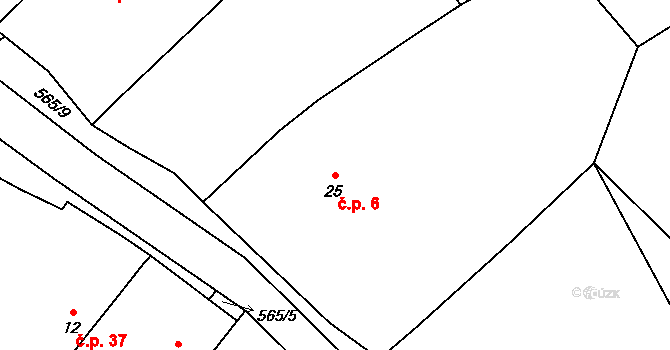 Sirákovice 6, Golčův Jeníkov na parcele st. 25 v KÚ Sirákovice, Katastrální mapa
