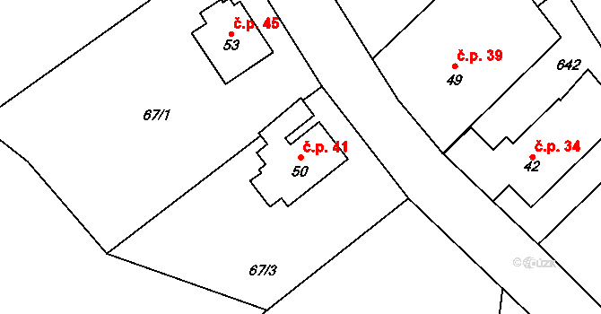Kohoutov 41, Ždírec nad Doubravou na parcele st. 50 v KÚ Kohoutov u Ždírce nad Doubravou, Katastrální mapa
