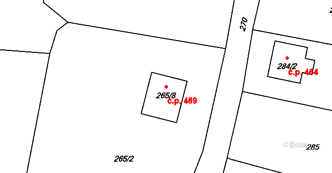 Chotěbuz 469 na parcele st. 265/8 v KÚ Chotěbuz, Katastrální mapa