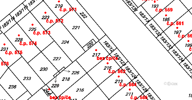 Lednice 560 na parcele st. 217 v KÚ Lednice na Moravě, Katastrální mapa