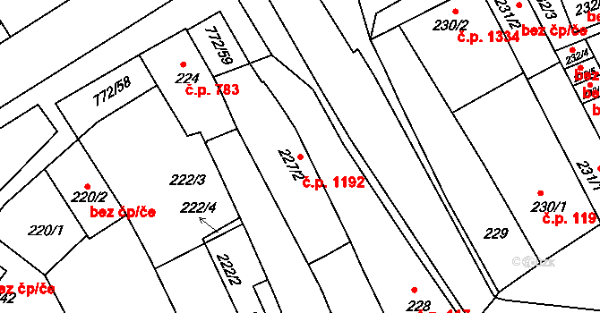 Holešov 1192 na parcele st. 227/2 v KÚ Holešov, Katastrální mapa