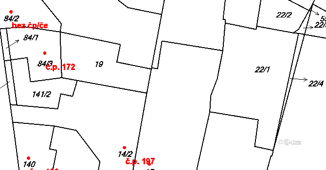 Běrunice 12 na parcele st. 15 v KÚ Běrunice, Katastrální mapa