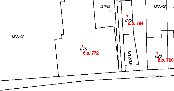 Lipník nad Bečvou I-Město 772, Lipník nad Bečvou na parcele st. 875 v KÚ Lipník nad Bečvou, Katastrální mapa