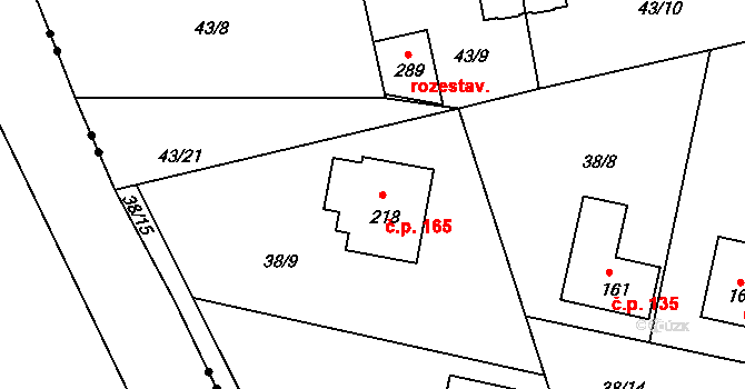 Jakub 165, Církvice na parcele st. 218 v KÚ Jakub, Katastrální mapa