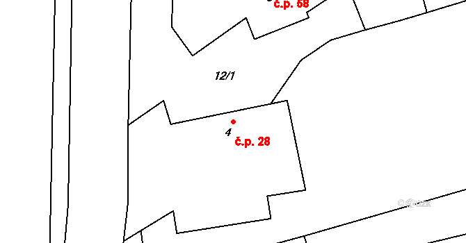 Štipoklasy 28 na parcele st. 4 v KÚ Štipoklasy u Černín, Katastrální mapa