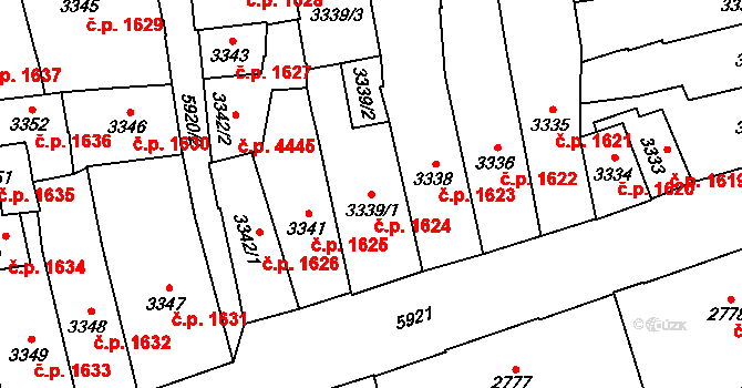 Jihlava 1624 na parcele st. 3339/1 v KÚ Jihlava, Katastrální mapa