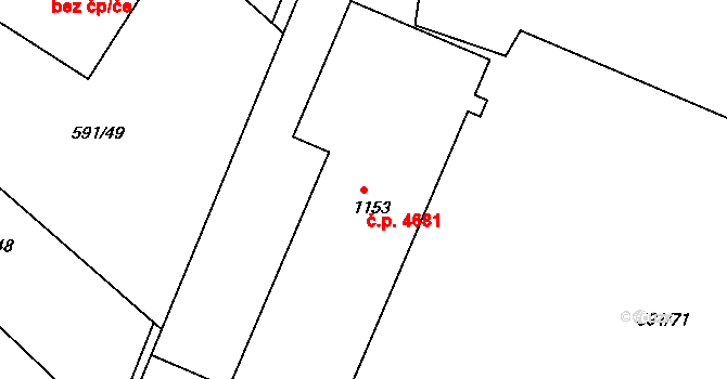 Jihlava 4681 na parcele st. 1153 v KÚ Bedřichov u Jihlavy, Katastrální mapa