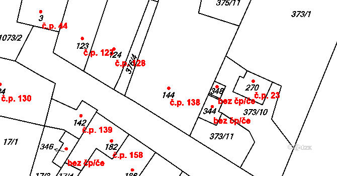 Černuc 138 na parcele st. 144 v KÚ Černuc, Katastrální mapa