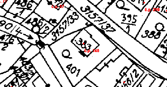 Medlov 145 na parcele st. 82 v KÚ Medlov u Uničova, Katastrální mapa