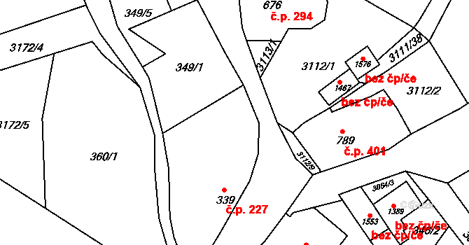 Cvikov II 227, Cvikov na parcele st. 339 v KÚ Cvikov, Katastrální mapa