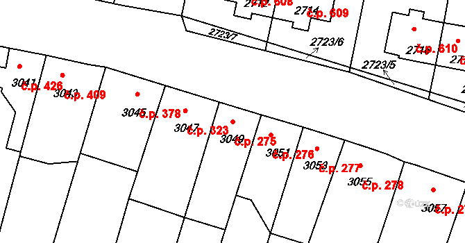Mimoň I 275, Mimoň na parcele st. 3049 v KÚ Mimoň, Katastrální mapa