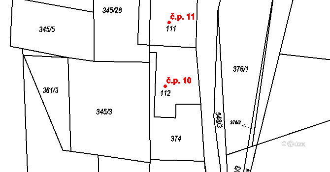 Stračovská Lhota 10, Mžany na parcele st. 112 v KÚ Stračovská Lhota, Katastrální mapa