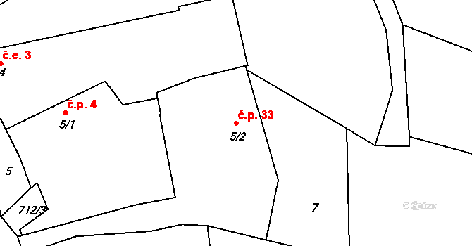 Neprochovy 33, Nalžovské Hory na parcele st. 5/2 v KÚ Neprochovy, Katastrální mapa