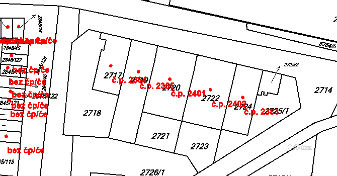 Záběhlice 2401, Praha na parcele st. 2720 v KÚ Záběhlice, Katastrální mapa