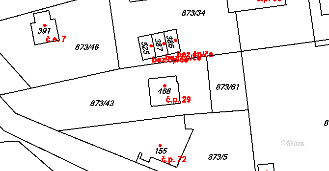 Svinaře 29 na parcele st. 468 v KÚ Svinaře, Katastrální mapa