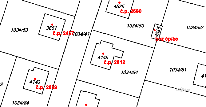 Dvůr Králové nad Labem 2612 na parcele st. 4145 v KÚ Dvůr Králové nad Labem, Katastrální mapa