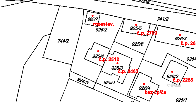 České Budějovice 3 2512, České Budějovice na parcele st. 925/4 v KÚ České Budějovice 3, Katastrální mapa