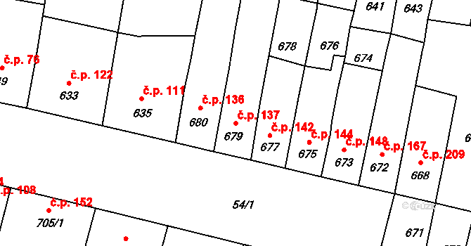 Opatovice 137 na parcele st. 679 v KÚ Opatovice u Rajhradu, Katastrální mapa