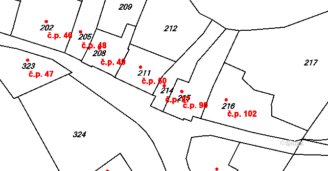 Horákov 87, Mokrá-Horákov na parcele st. 214 v KÚ Horákov, Katastrální mapa