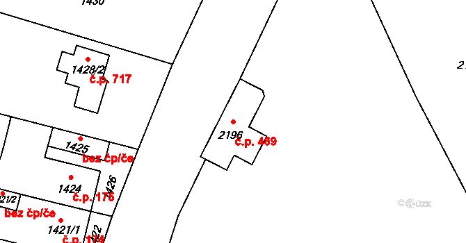 Předměstí 469, Opava na parcele st. 2196 v KÚ Opava-Předměstí, Katastrální mapa