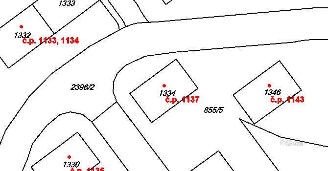 Ústí nad Orlicí 1137 na parcele st. 1334 v KÚ Ústí nad Orlicí, Katastrální mapa