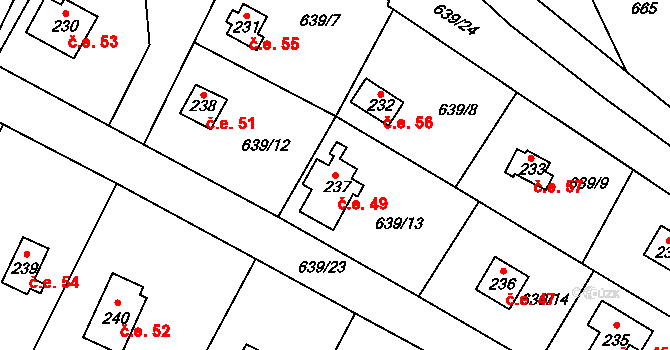 Zvánovice 49 na parcele st. 237 v KÚ Zvánovice, Katastrální mapa